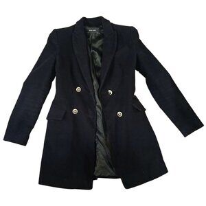 ZARA BASIC Black Double-Breasted Fitted Jacket XS